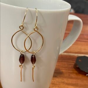 Chic Gold and Brown Dangle Earrings